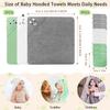  12 PCS Hooded Baby Towel Set, 32x32 Inch Absorbent Baby Bath Towels, 3 PCS Soft Hooded Towels & 9 PCS Washcloths, Unisex Baby Gift Set for Newborns, Babies, Toddlers (Green + Gray + White) view 2