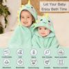  12 PCS Hooded Baby Towel Set, 32x32 Inch Absorbent Baby Bath Towels, 3 PCS Soft Hooded Towels & 9 PCS Washcloths, Unisex Baby Gift Set for Newborns, Babies, Toddlers (Green + Gray + White) view 3