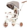 TERRUPEX 7 in 1 Foldable Baby Tricycle with Adjustable Parent Handle, Removable Pedals & Canopy, Convertible Toddler Push Bike with Safety Guardrail, Multi-Function Trike (Ivory) view 1