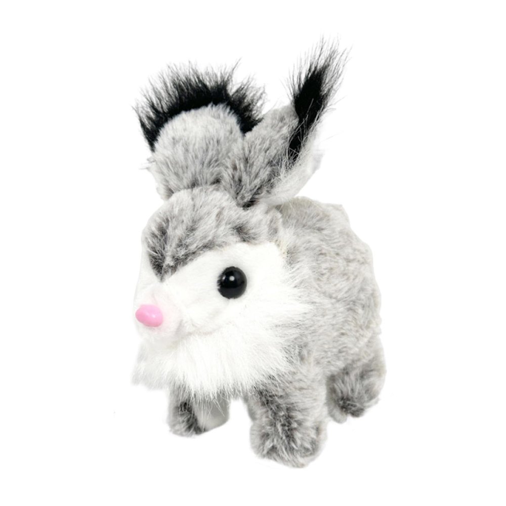 Bunny Toy Rabbit Interactive Electronic Pet Portable Lovely Educational Stuffed Animal Walking for Preschool Kids Gifts, Gray White