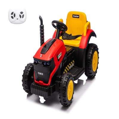 12V Electric Kid Ride on Tractors, Electric Vehicles Powered by Remote Control Batteries, Children can Ride on Toys, Music, LED Lights, Bluetooth (Red)