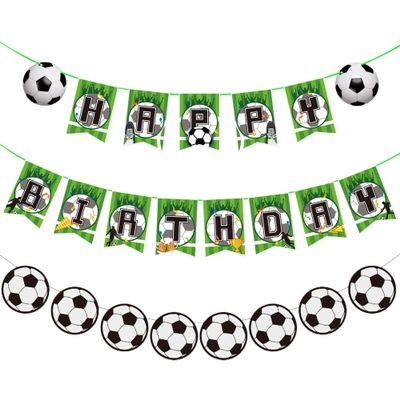 2Pcs Soccer Happy Birthday Banner, Soccer Birthday Banner, Football Theme Bunting Sign for Kids Boys Girls Sports Themed Birthdays Party Decorations Supplies
