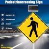 24in Solar Pedestrian Crossing Sign Flashing LED Highlight Road Traffic Blinking Street Warning Sign, Aluminum IP65 Weatherproof Crosswalk Signs for Park School Urban/Road Community(yellow) view 2