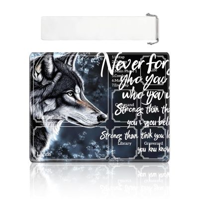 VOGDMKJG Motivational Wolf Quote TCG Playmat 17x14inch with Card Zones, Professional Desk Mat for MTG/TCG/CCG, Includes Storage Bag, Smooth Fabric Surface & Stitched Edges for Competitive Play