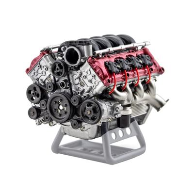 BlockForge Mini V8 Engine Kits That Runs, MAD RC 3D Printing Resin Simulation Dynamic Motor for AX90104 SCX10 Capra VS4-10 Pro/Ultra RC Cars, DIY Assembly V8 Engine - KIT Version