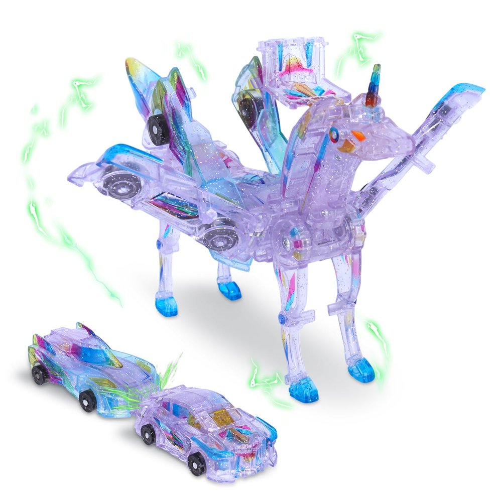 Hjhyqex 2-in-1 Transforming Unicorn Car Toy - Magnetic Collision Robot Cars for Kids | Exciting Transformation Play Set for Boys & Girls | Perfect Birthday