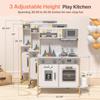 BIERUM Play Kitchen, Wooden Kids Kitchen Playset for Toddlers with Real Lights & Sounds, Height Adjustable Toys Kitchen with 30 Pcs Toy Food & Cookware Accessories view 2