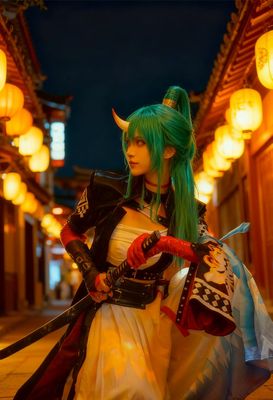 Hoshiguma Cosplay Wig 90Cm green long hair Synthetic Wig Game Arknights Hoshiguma Cosplay