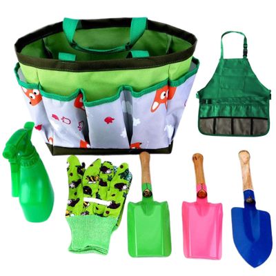 Jorzer Kids Gardening Set 7Pcs/Set Educational Toddler Gardening Includes Apron, Sprayer, Gloves, Hat, Rake, Shovels Kids Tool Toddler Tools.