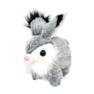 JWQFBC Rabbit Interactive Electronic Pet Bunny Toy Stuffed Animal Walking for Kids, Light Gray