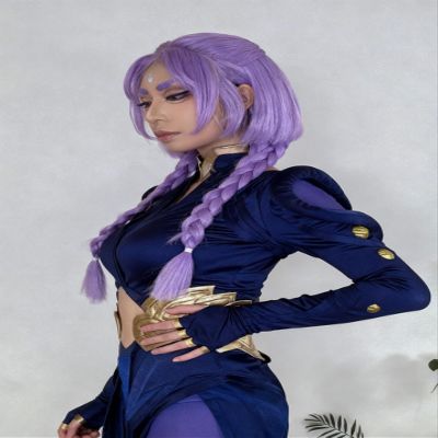 Yunara Cosplay Wig 60CM Light Purple Braids Long Hair Synthetic Wig Game Cosplay