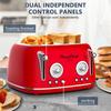 4 Slice Retro Style Toaster, Dual Control Toaster with Warming Rack, 6 Browning Settings, Bagel/Defrost Functions, Removable Crumb Tray, Stainless Steel Housing 1650W, Red view 4