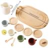 Kids Tea Sets for 3-6 Girls and Boys Simulation Cute Food Grade Tea Party Set Leakproof Developmental Silicone Wooden Set for Role Play Pretend Play Kids Sets Party. view 2