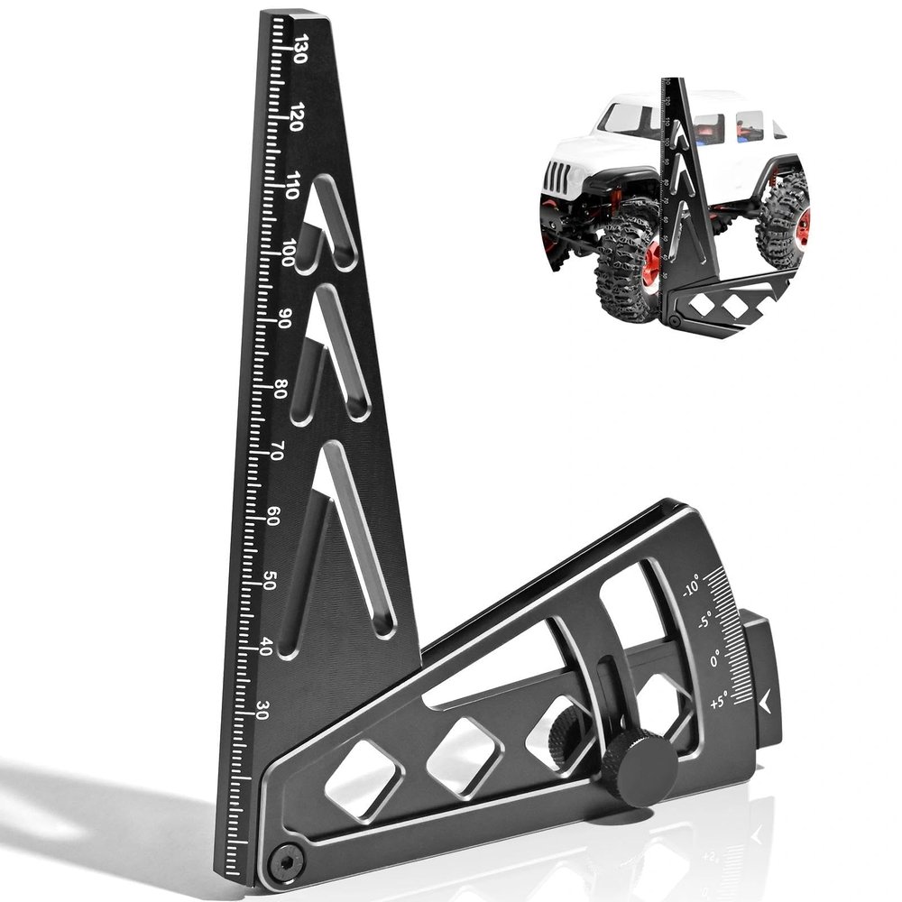 Ride Height Gauge RC Car Camber Gauge Adjustable RC Car Wheel Rim Measuring Tool Ruler, CNC-Machined Aluminum Alloy Height Camber for Traxxas Arrma Losi Axial HPI Redcat Racing 1/10 1/8 1/7 Sca Silver