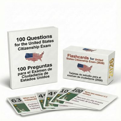 2026 US Citizenship Flash Cards 100 Questions Bilingual English-Spanish - Tarjetas de Ciudadania 2026 Ingls y Espaol - USCIS Civics Study Guide