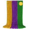 24 PCS Mardi Gras Beads Necklaces, Gold Green Purple Metallic Bead Necklaces 33 Mardi Gras Beads Necklaces Accessories Bulk Party Beads Necklaces for Mardi Gras Party, Throw Beads Party Favors view 1