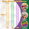 24 PCS Mardi Gras Beads Necklaces, Gold Green Purple Metallic Bead Necklaces 33 Mardi Gras Beads Necklaces Accessories Bulk Party Beads Necklaces for Mardi Gras Party, Throw Beads Party Favors view 2