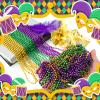 24 PCS Mardi Gras Beads Necklaces, Gold Green Purple Metallic Bead Necklaces 33 Mardi Gras Beads Necklaces Accessories Bulk Party Beads Necklaces for Mardi Gras Party, Throw Beads Party Favors view 3