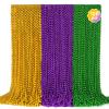 120 PCS Mardi Gras Beads Necklaces, Gold Green Purple Metallic Bead Necklaces 33 Mardi Gras Beads Necklaces Accessories Bulk Party Beads Necklaces for Mardi Gras Party, Throw Beads Party Favors view 1