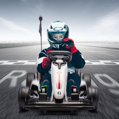 24V Electric Ride Car, Drift Kart for Kids with Adjustable Seat & 8.5MPH Speed, EVA Silent Wheels, Parent-Safety Certified Ride-on Toy