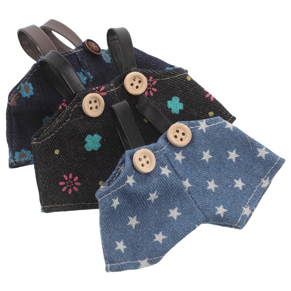Gogogmee 3pcs Plush Doll Overalls Soft Fabric Small Apparel Cute Bear Outfits for Stuffed Animals DIY Dress Up Accessories for Display and Roleplaying