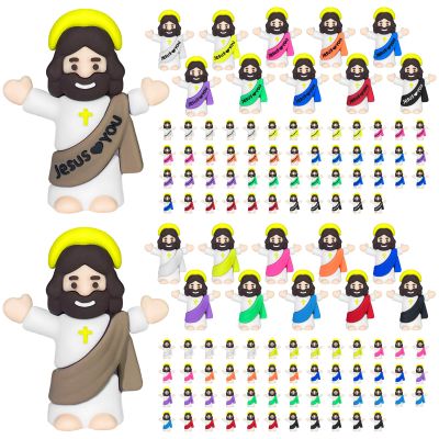 110PCS Mini Jesus Figures in Bulk, Little Jesus Figurines Jesus Loves You, Tiny Miniature Jesus to Hide and Seek, Easter Egg Stuffers Religious Party Favors, Sunday School & Baptism Gifts (2 Styles)