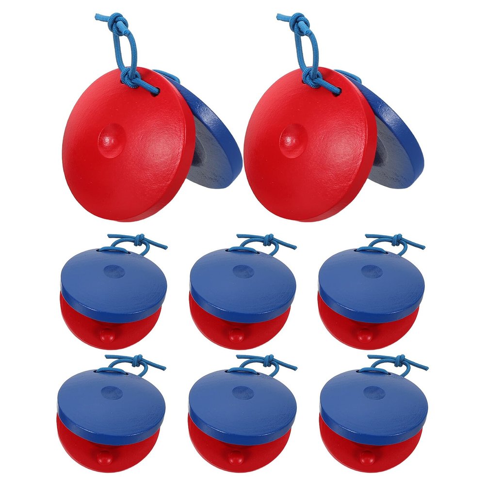 BESPORTBLE 8pcs Wooden Finger Castanets Mini Hand Percussion Musical Instruments with Clear Sound Orff Education Rhythm for Preschool Early Childhood Family Interaction and Music Learning