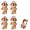4pcs Mini Plush Bear in Box, Handmade Positive Little Bear with Encouragement Card Inspirational Support Pocket Hug Toy for Friends Family Coworkers Gift view 1