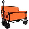 3-in-1 Convertible Folding Wagon Cart with Bench Seat & Storage - 500lbs Heavy-Duty Utility Wagon with All-Terrain Wheels (Orange + Steel) view 1