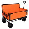 3-in-1 Convertible Folding Wagon Cart with Bench Seat & Storage - 500lbs Heavy-Duty Utility Wagon with All-Terrain Wheels (Orange + Steel) view 2