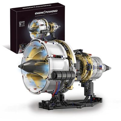 Aircraft Engine Building Model Kit That Runs - Mini Turbojet Model Kit Visible Engine with Motor & APP Control Speed and Sounds-Science STEM Toy,Aerospace MOC Engineering Set for Adults(564PCS)