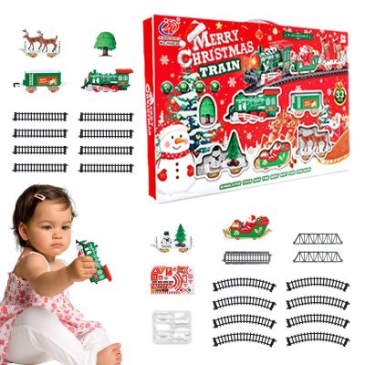 Christmas Electric Train Set | Toy Decoration for Around Christmas Tree - Electric Locomotive Train Model Track with Lights Sound - for Toddler Kids Boys Family Holiday
