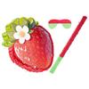 BESPORTBLE Red Strawberry Party Game with Stick and Mask Cardboard Crepe Paper Design Simple to Fill Hang for Summer Fruit Theme Birthday Decorations and Strawberry Party Favors view 1