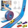 Sunrad 15Ft Flexible Race Car Track Toys for Kids with 4 Car & Suction Cups, Flex Tracks Starter Set Compatible with 1:64 Diecast Cars Portable Rolls Up DIY Racetrack, Gift for Boys Girls Age 3-5 4-8+ view 1