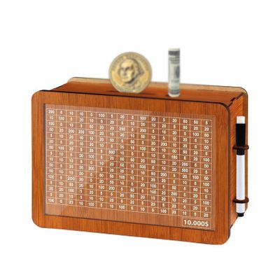 2026 New Cash Vault Wooden Savings Box, 10000 Savings Challenge Box, Wooden Cash Saver Money Box, Wooden Money Saving Challenge Box Cash Saving Box with Money Target and Numbers ($10000)