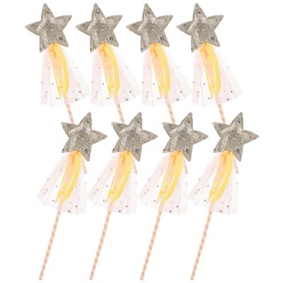 Uonlytech 8pcs Glitter Star Fairy Wands for Lightweight Sturdy Princess Dress Up Sticks for Party Cosplay Stage Performance and Creative Role Play Accessories