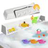 2Pack Bathtub Splash Guard for Kids Adultt - 31IN Silicone Bath Tray for Tub with 11 Suction Cups, Bath Tub Play Shelf for Kids & Toy Holder, Bathtub Accessories Prevent Water Spill in Bathroom, Gray view 1