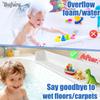 2Pack Bathtub Splash Guard for Kids Adultt - 31IN Silicone Bath Tray for Tub with 11 Suction Cups, Bath Tub Play Shelf for Kids & Toy Holder, Bathtub Accessories Prevent Water Spill in Bathroom, Gray view 2