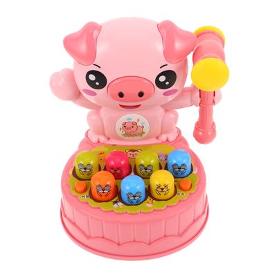 BRIGHTFUFU Interactive Whack A Pig for Ages Developmental Learning Hammer Game with Colorful Cartoon Moles Use Pounding for Boys and Early Educational Birthday Present