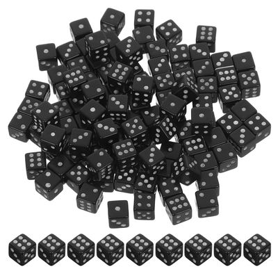 BRIGHTFUFU 100pcs Mini Black Dice with Clear Dots for Tabletop Games Craft Projects Party Use Tiny Game Dice and Math Learning
