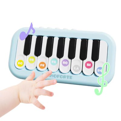 BWNOPQ Toddlers Piano Toy with Rainbow Lights, Portable Travel Piano Keyboard Musical Instrument Learning Toys, Music Interactive Birthday Gift for 3 4 5 Year Old (Blue)
