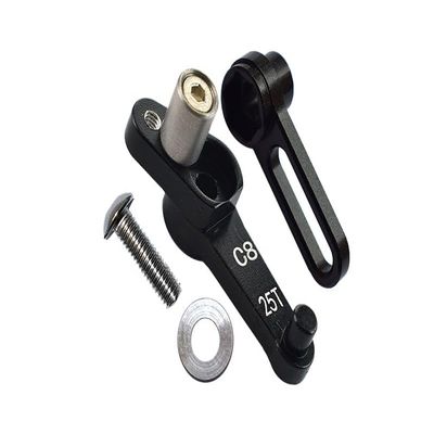 Aluminum Servo Arm 25T (C8) & Steering Arm (C10) for 1/8 Kyosho RC Motorcycle NSR500 Upgrades - Black