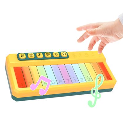 BWNOPQ Toddlers Piano Toy with Rainbow Lights, Portable Travel Piano Keyboard Musical Instrument Learning Toys, Music Interactive Birthday Gift for 3 4 5 Year Old (Yellow)
