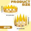 Aysatogc 2 Pcs Birthday King Crowns, Prince Golden King Crown Adjustable Costume Crowns with Gems for Birthday Party, Photo Props Halloween Crown view 2