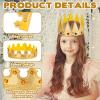 Aysatogc 2 Pcs Birthday King Crowns, Prince Golden King Crown Adjustable Costume Crowns with Gems for Birthday Party, Photo Props Halloween Crown view 3