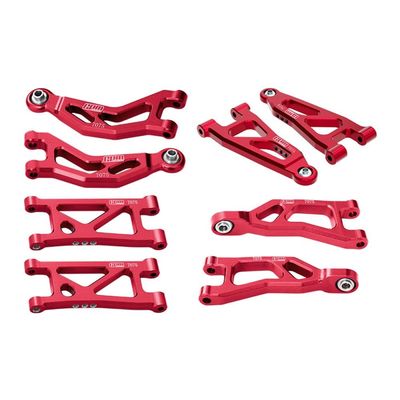 Aluminum 7075 Alloy Front + Rear Upper and Lower Suspension Arms for Arrma 1/16 Mojave GROM Desert Truck Upgrades - Red