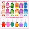 24 Pcs Backpack Valentine Day Cards for Kids, Pop Fidget Keychains Toddler Boys Robot Valentines Gifts Bulk for Kids Class Preschool Girls Valentine s Day Party Favors for Classroom Gift Exchange view 2