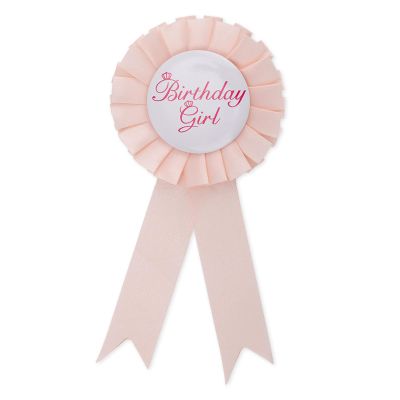 Birthday Girl Pin, Happy Birthday Button Badge Colorful Satin Ribbon Brooch for Women Party Clothing Decoration