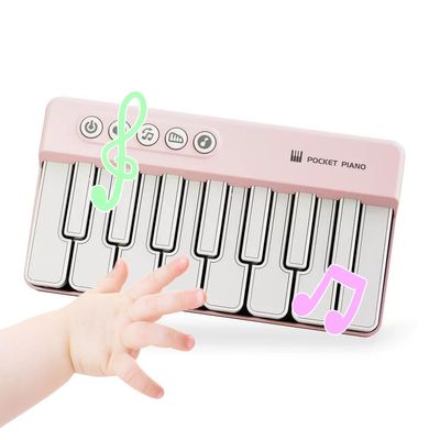 BWNOPQ Toddlers Piano Toy with Rainbow Lights, Portable Travel Piano Keyboard Musical Instrument Learning Toys, Music Interactive Birthday Gift for 3 4 5 Year Old (Pink)