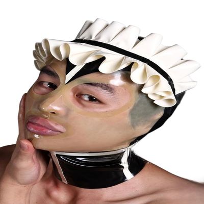 AiCc stylists Latex Tidy Maid Mask Halloween Rubber Hood Cosplay (L)
